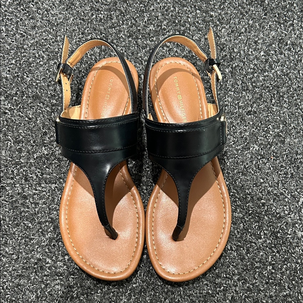 Tommy Hilfiger Black and Tan Women's Sandals